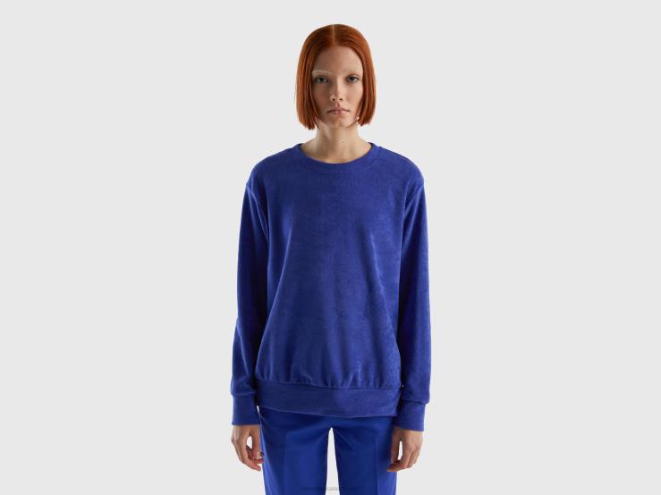 Hoodie In Organic Cotton Blend B4BF3760 Benetton Women Bright Blue