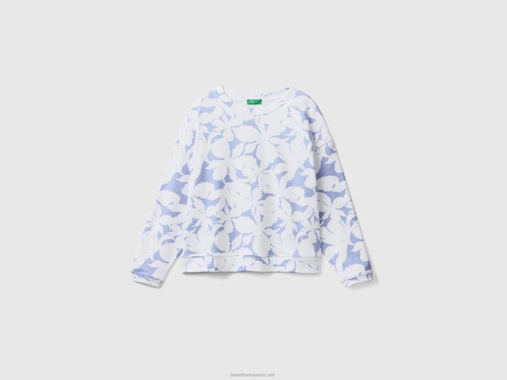 Sweatshirt With Floral Print B4BF290 Benetton Women Lilac