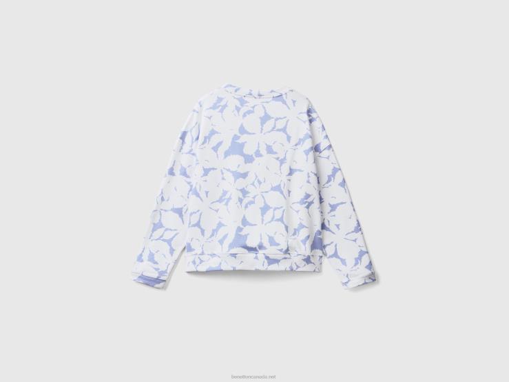 Sweatshirt With Floral Print B4BF3764 Benetton Women Lilac