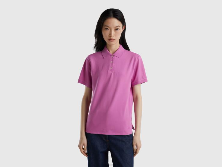 Polo In Stretch Organic Cotton B4BF316 Benetton Women Pink