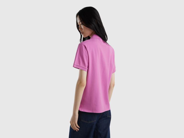 Polo In Stretch Organic Cotton B4BF3858 Benetton Women Pink