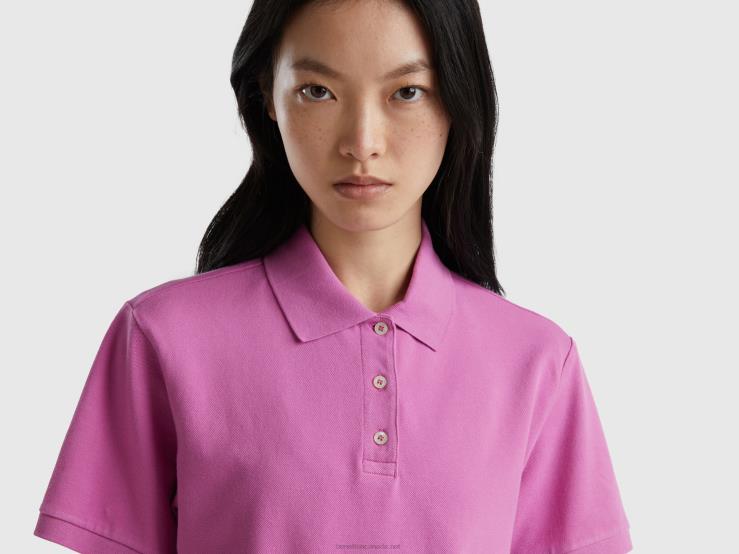 Polo In Stretch Organic Cotton B4BF3858 Benetton Women Pink