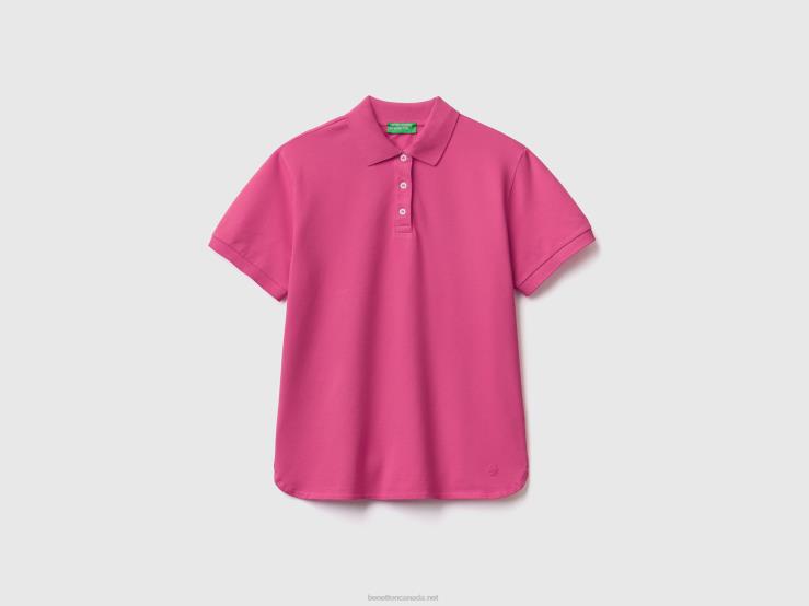 Polo In Stretch Organic Cotton B4BF3858 Benetton Women Pink