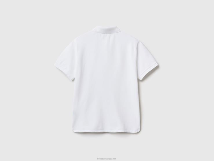 Polo In Stretch Organic Cotton B4BF3859 Benetton Women White