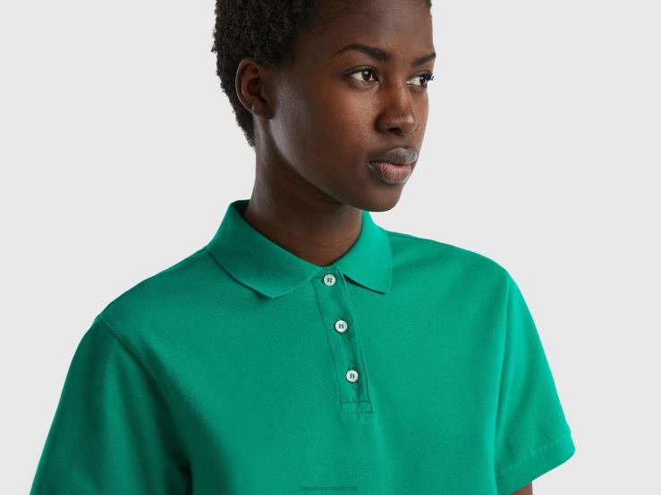 Polo In Stretch Organic Cotton B4BF418 Benetton Women Green