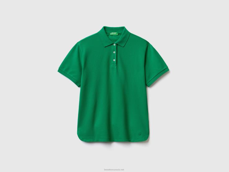 Polo In Stretch Organic Cotton B4BF418 Benetton Women Green