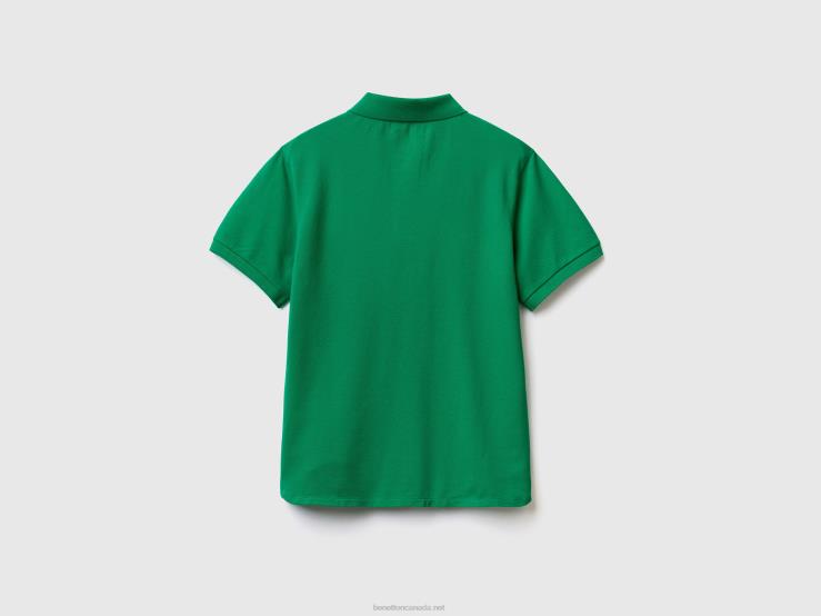 Polo In Stretch Organic Cotton B4BF418 Benetton Women Green