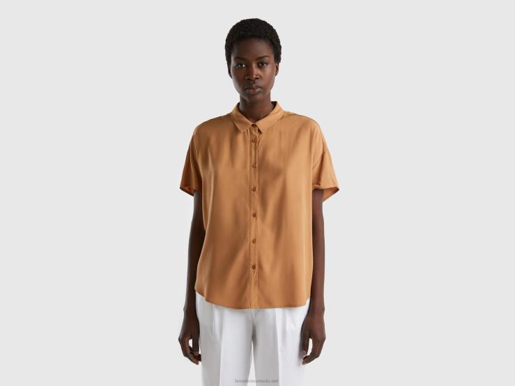 Flowy Shirt In Sustainable Viscose B4BF3960 Benetton Women Beige