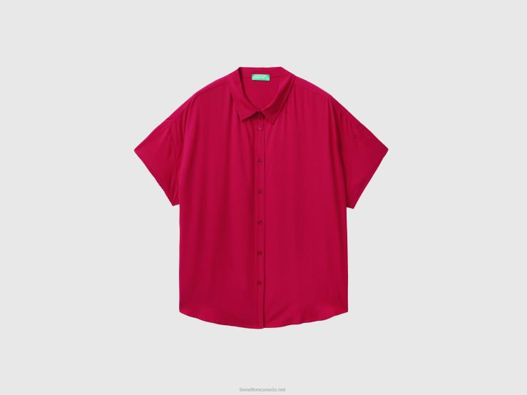 Flowy Shirt In Sustainable Viscose B4BF518 Benetton Women Fuchsia