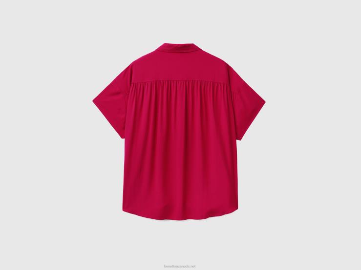 Flowy Shirt In Sustainable Viscose B4BF518 Benetton Women Fuchsia
