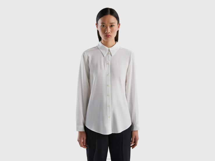 Regular Fit Shirt In Sustainable Viscose B4BF3961 Benetton Women White