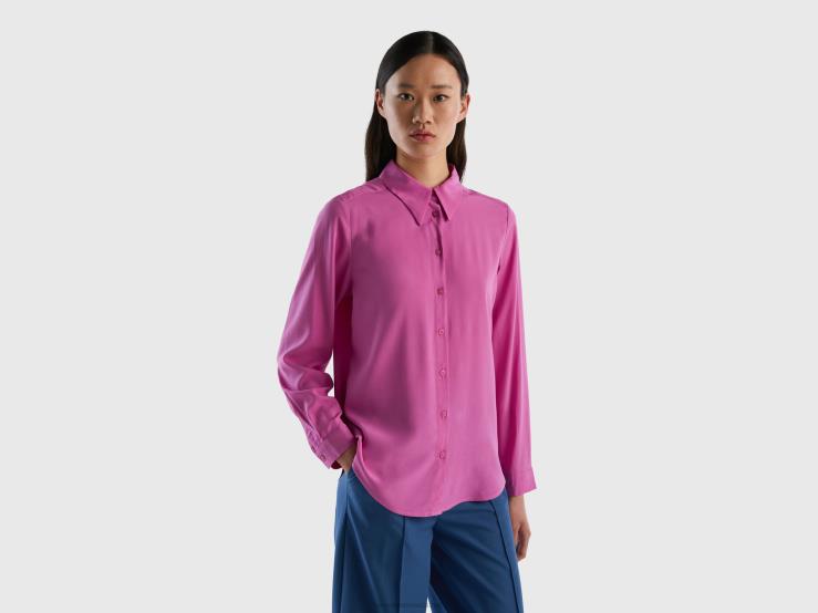 Regular Fit Shirt In Sustainable Viscose B4BF483 Benetton Women Pink