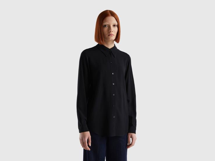 Regular Fit Shirt In Sustainable Viscose B4BF484 Benetton Women Black