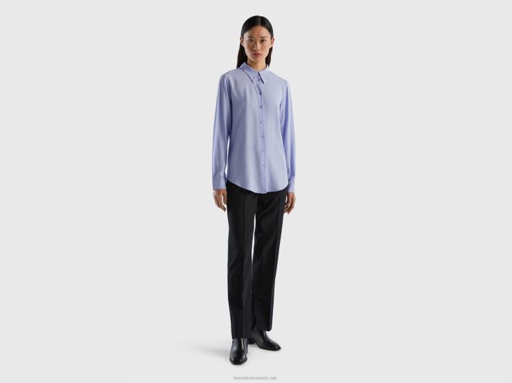 Regular Fit Shirt In Sustainable Viscose B4BF523 Benetton Women Lavender