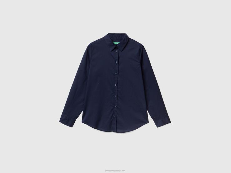 Shirt In Lightweight Cotton B4BF4002 Benetton Women Dark Blue