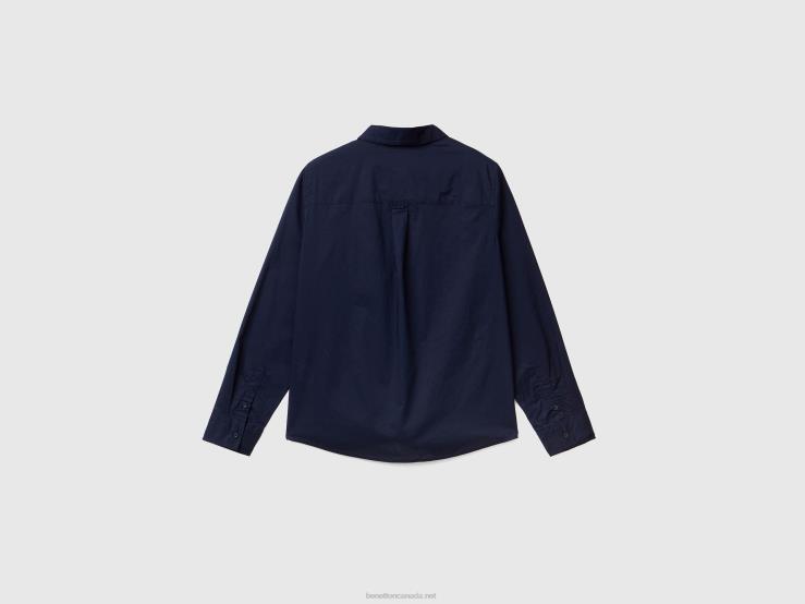 Shirt In Lightweight Cotton B4BF4002 Benetton Women Dark Blue