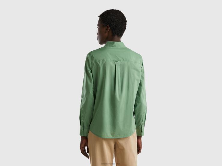 Shirt In Lightweight Cotton B4BF499 Benetton Women Green