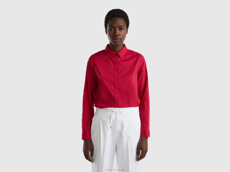 Shirt In Lightweight Cotton B4BF521 Benetton Women Fuchsia