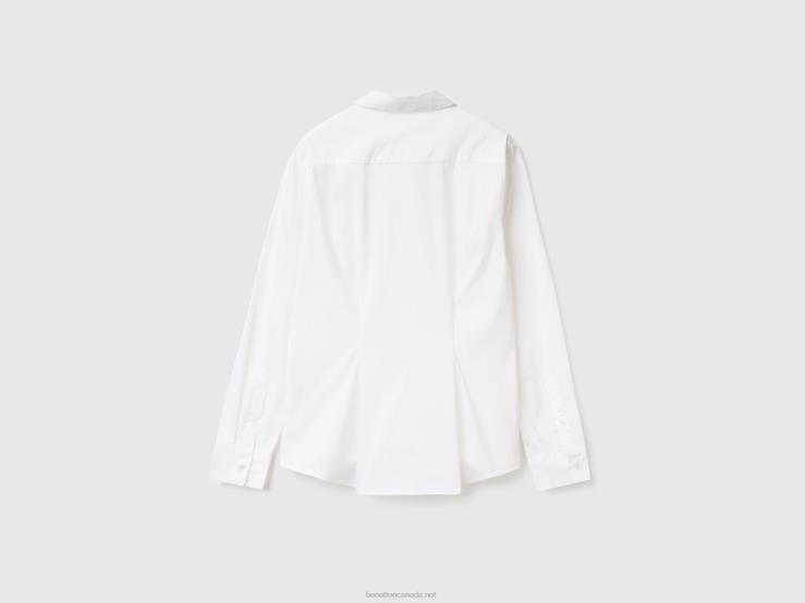 Shirt In Stretch Cotton Blend B4BF513 Benetton Women White
