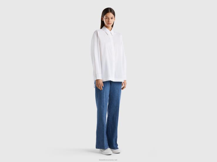 Shirt With Slits At The Bottom B4BF3963 Benetton Women White