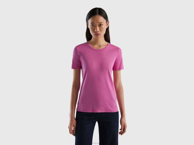Long Fiber Cotton T-Shirt B4BF3777 Benetton Women Pink