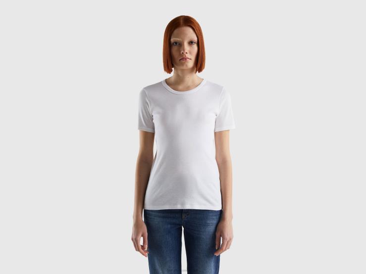 Long Fiber Cotton T-Shirt B4BF452 Benetton Women White