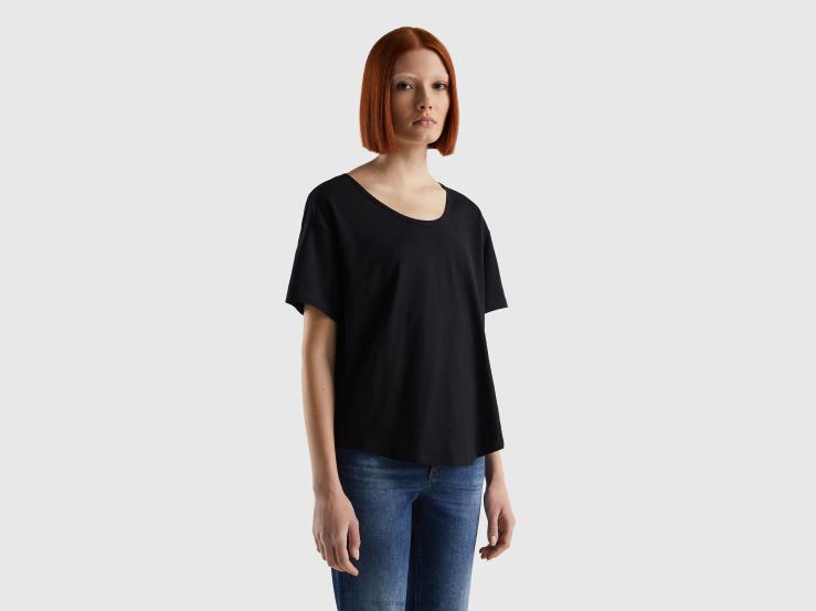 Short Sleeve T-Shirt In Lightweight Cotton B4BF338 Benetton Women Black