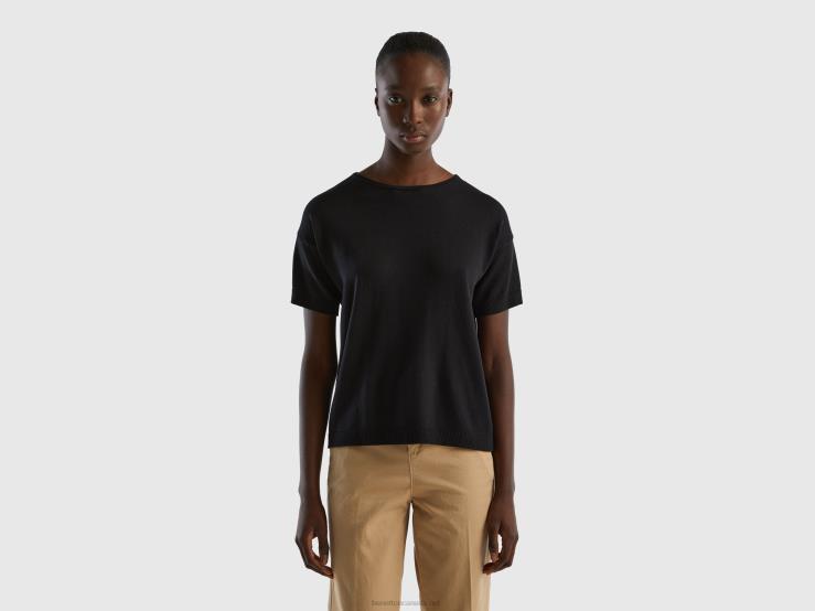 Short Sleeve Sweater B4BF157 Benetton Women Black