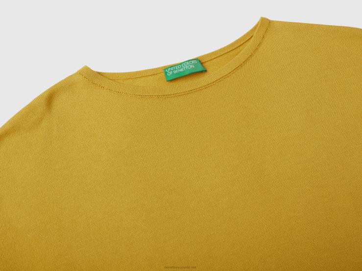 Short Sleeve Sweater B4BF3607 Benetton Women Mustard