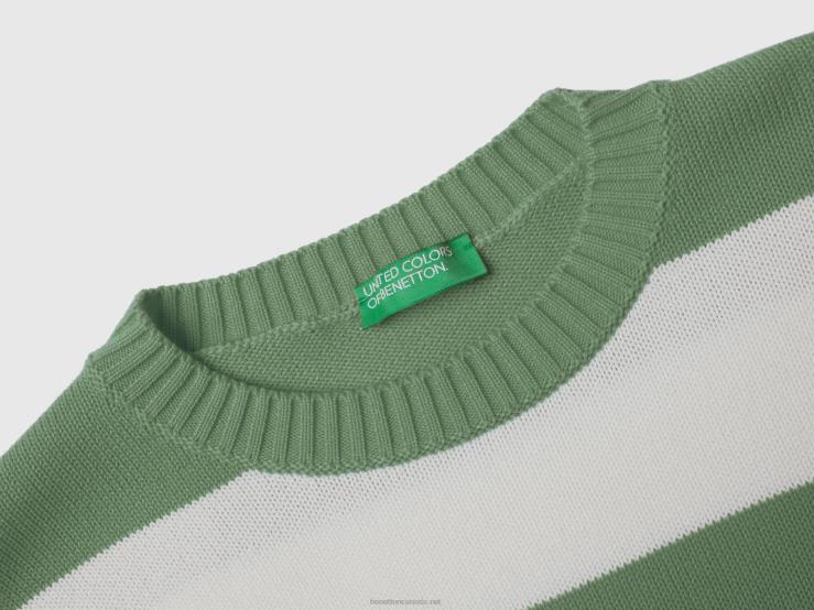 Striped Sweater In Tricot Cotton B4BF3482 Benetton Women Green