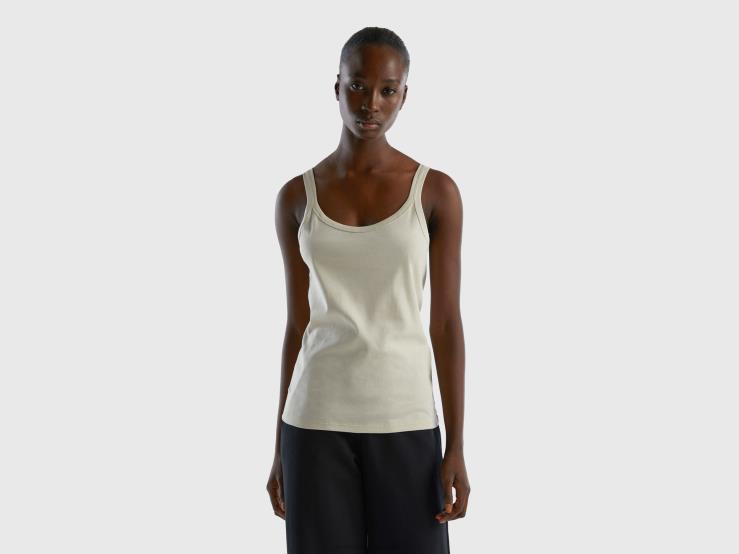 Beige Tank Top In Pure Cotton B4BF440 Benetton Women Beige