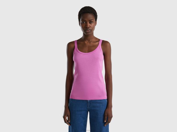 Pink Tank Top In Pure Cotton B4BF421 Benetton Women Pink