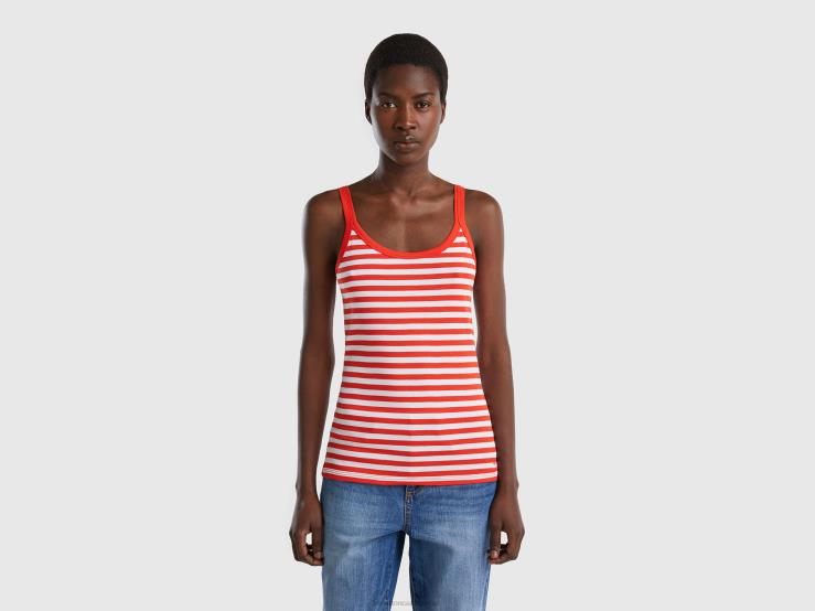 Striped Tank Top B4BF3811 Benetton Women Red