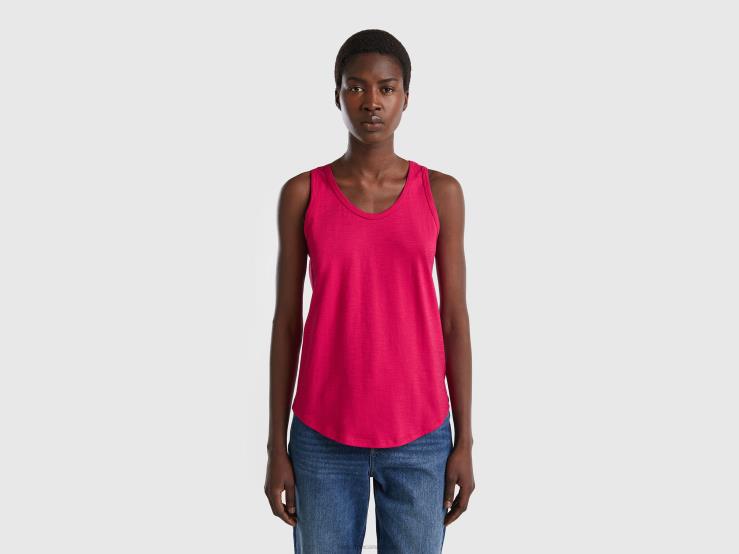 Tank Top In Lightweight Cotton B4BF347 Benetton Women Fuchsia