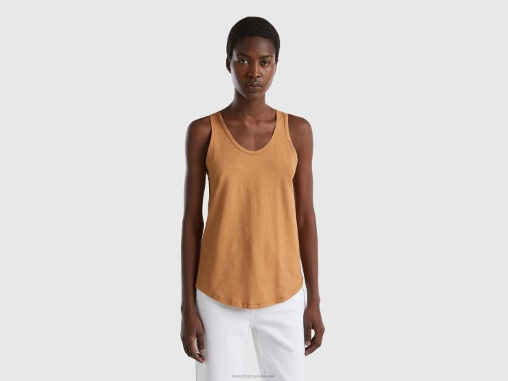 Tank Top In Lightweight Cotton B4BF3854 Benetton Women Beige