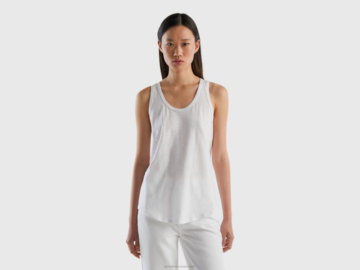 Tank Top In Lightweight Cotton B4BF391 Benetton Women White
