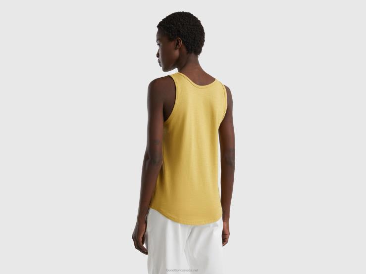 Tank Top In Lightweight Cotton B4BF424 Benetton Women Mustard