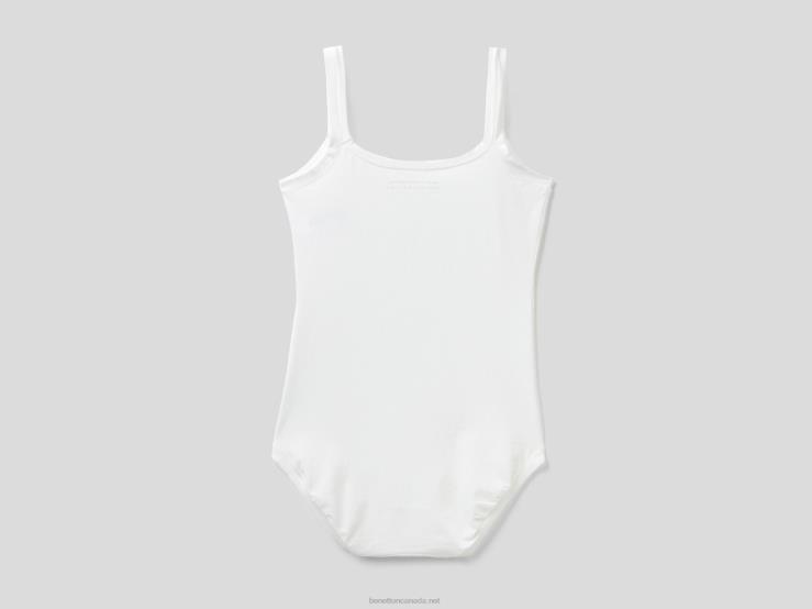 Super Stretch Organic Cotton Bodysuit B4BF1051 Benetton Women White
