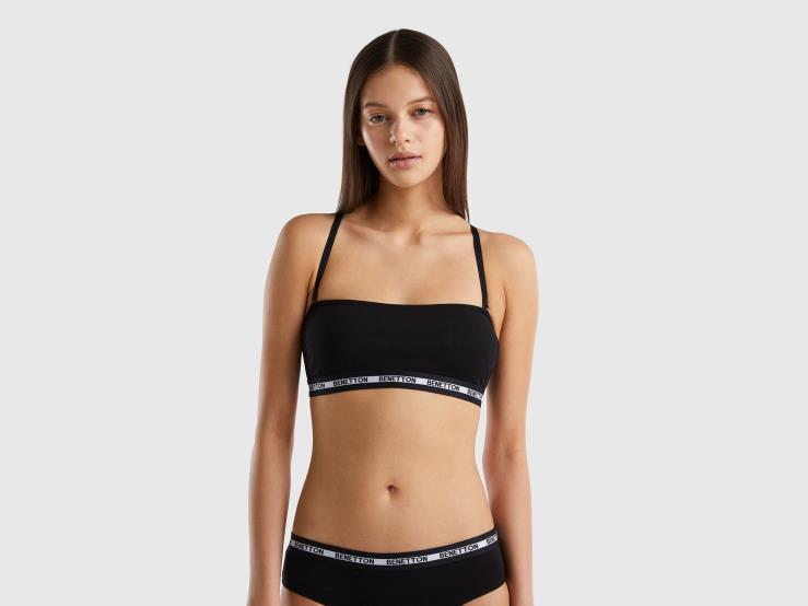Bandeau Top In Stretch Organic Cotton B4BF4278 Benetton Women Black