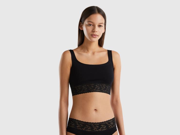 Bra In Super Stretch Organic Cotton B4BF1045 Benetton Women Black