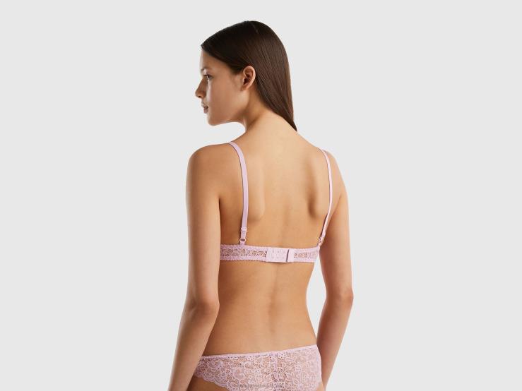 Padded Bra In Lace B4BF958 Benetton Women Lilac