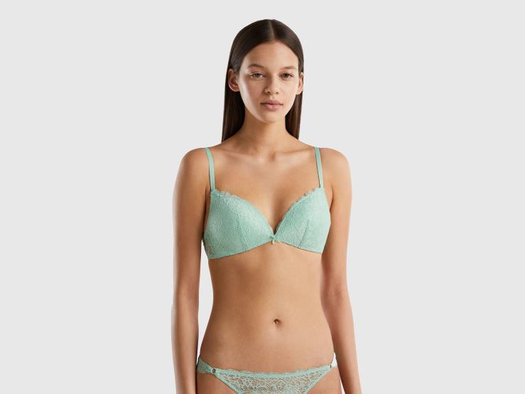 Padded Bra In Lace B4BF975 Benetton Women Green
