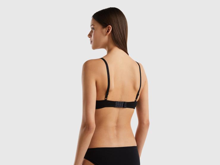 Padded Bra In Organic Cotton B4BF4223 Benetton Women Black