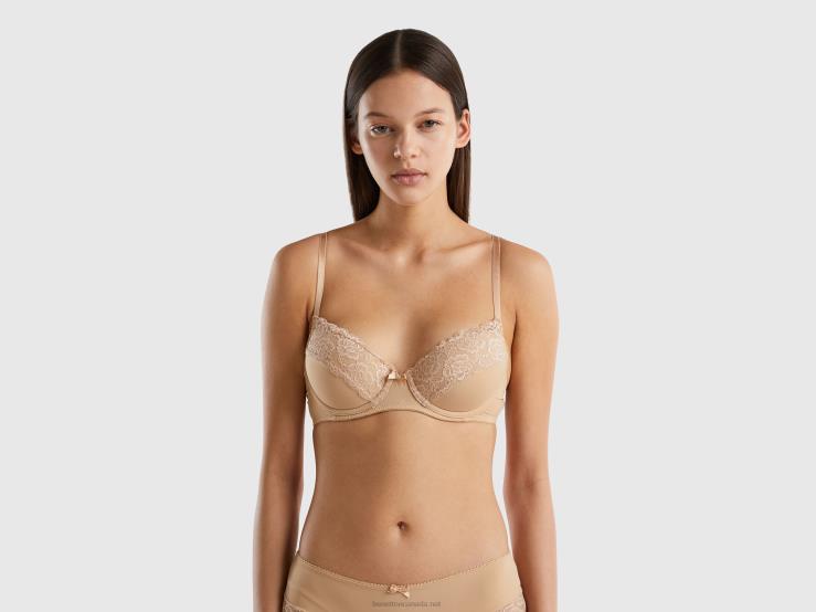 Padded Bra With Lace B4BF955 Benetton Women Nude