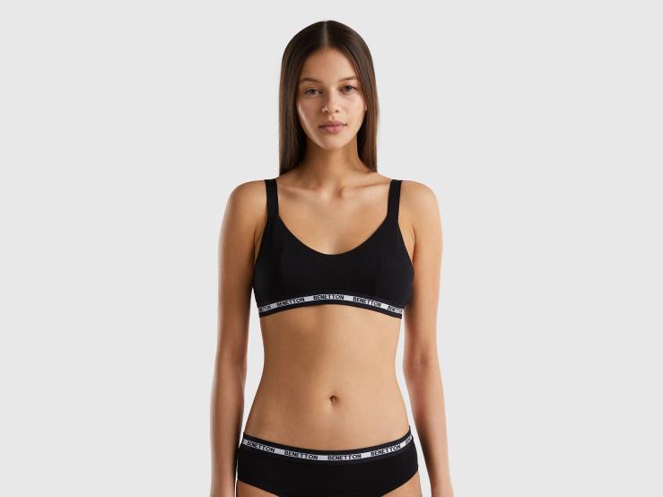 Semi-Padded Bra In Organic Cotton B4BF4280 Benetton Women Black