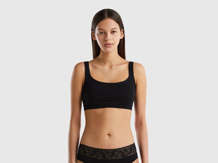 Super Stretch Organic Cotton Bra B4BF1094 Benetton Women Black