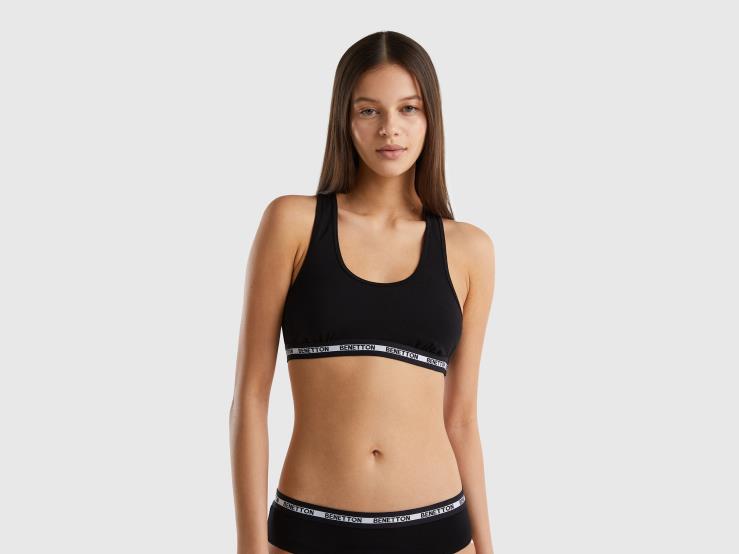 Top In Stretch Organic Cotton B4BF4289 Benetton Women Black