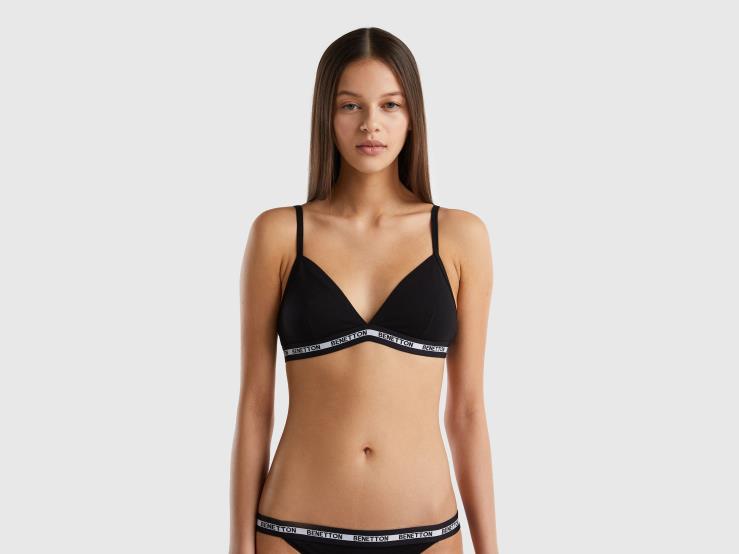 Triangle Bra In Organic Cotton B4BF1009 Benetton Women Black