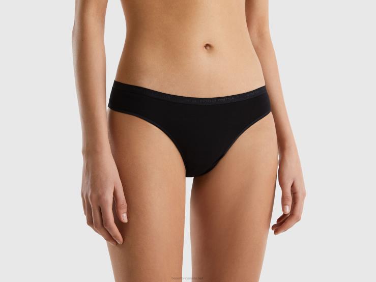 Brazilian Underwear In Stretch Organic Cotton B4BF4338 Benetton Women Black