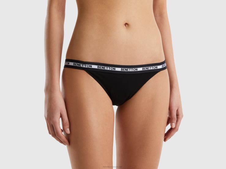 Low-Rise Underwear In Organic Cotton B4BF4222 Benetton Women Black